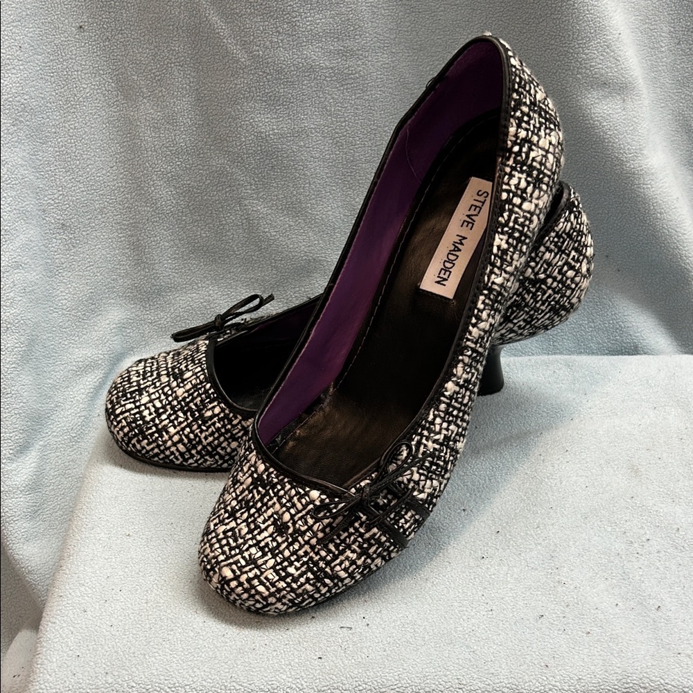 Steve  Madden Elegant Black and White Women's Heels Sz 8